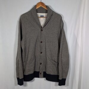J Crew Mens Cardigan Large Vintage Fleece Shawl Collar Button Up Sweater